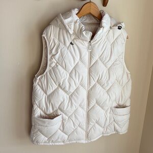 Cream Quilted Hooded Vest